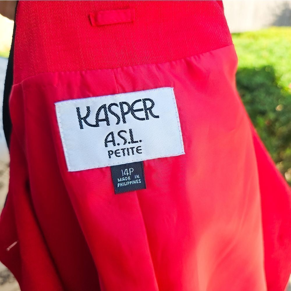VTG Kasper A.S.L Petite Red & Navy Blue Chic Blazer. - Picture 6 of 15